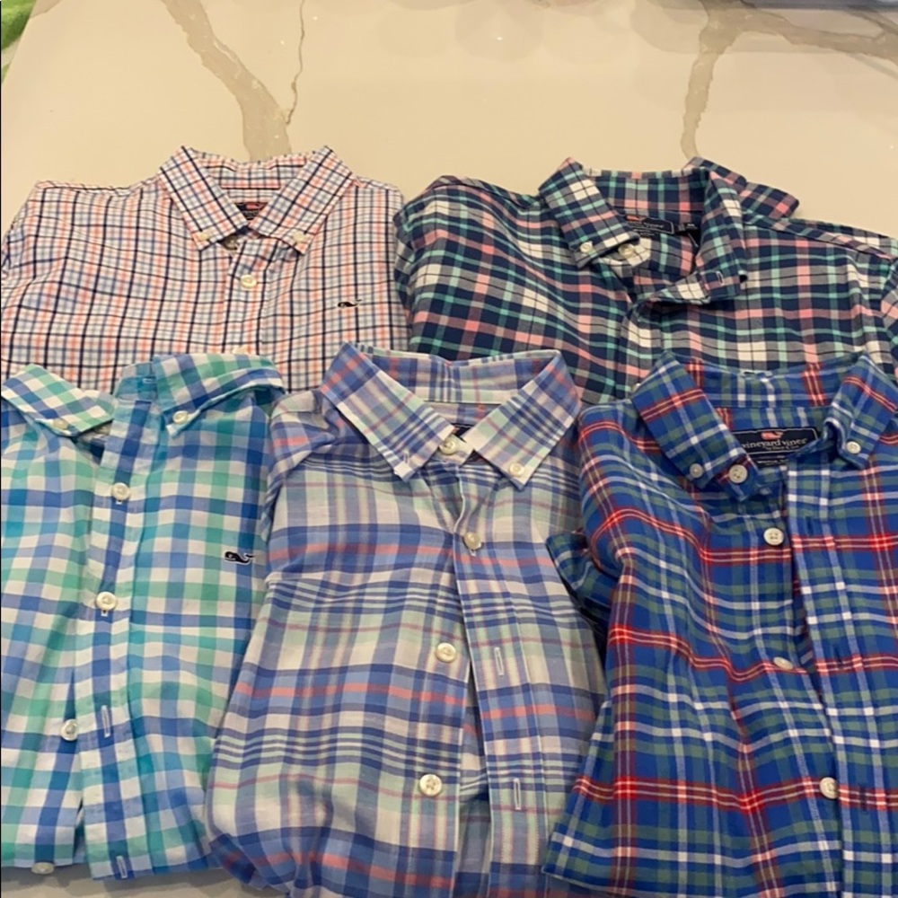5 vineyard long sleeve dress shirts size M12-14